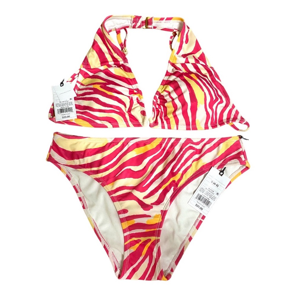 Shade & Shore Multi Colored Animal Print Bikini Set S M